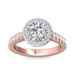 FlyerFit® 18K Pink Gold Shank And White Gold Top Micropave Halo Engagement Ring