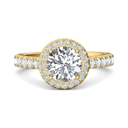 FlyerFit&reg; 14K Yellow Gold Micropave Halo Engagement Ring