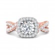FlyerFit® 18K Pink Gold Shank And White Gold Top Split Shank Engagement Ring