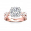 FlyerFit® 18K Pink Gold Shank And White Gold Top Split Shank Engagement Ring