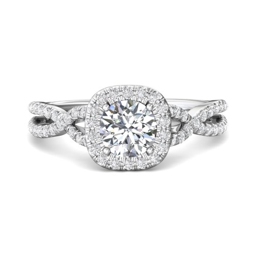 FlyerFit&reg; 18K White Gold Split Shank Engagement Ring