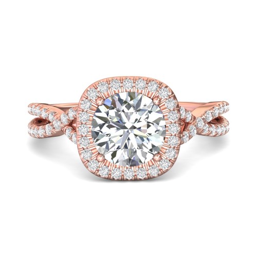 FlyerFit&reg; 18K Pink Gold Split Shank Engagement Ring