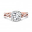 FlyerFit® 18K Pink Gold Shank And White Gold Top Split Shank Engagement Ring
