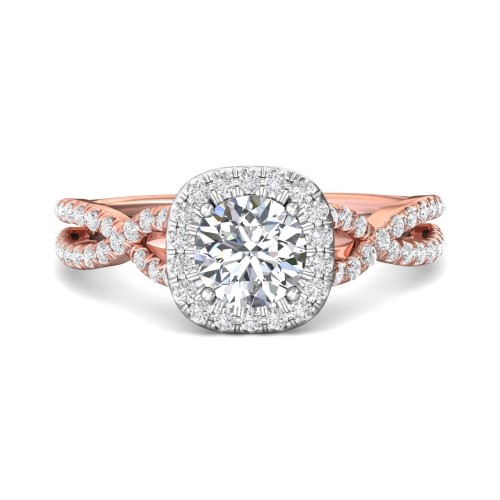 FlyerFit&reg; 18K Pink Gold Shank And White Gold Top Split Shank Engagement Ring