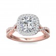 FlyerFit® 18K Pink Gold Shank And White Gold Top Split Shank Engagement Ring