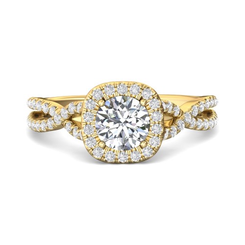 FlyerFit&reg; 18K Yellow Gold Split Shank Engagement Ring