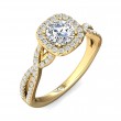 FlyerFit® 18K Yellow Gold Split Shank Engagement Ring
