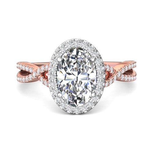 FlyerFit&reg; 14K Pink Gold Shank And White Gold Top Split Shank Engagement Ring