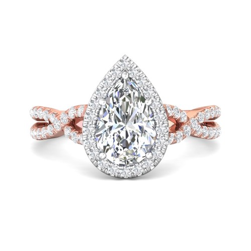FlyerFit&reg; 18K Pink Gold Shank And White Gold Top Split Shank Engagement Ring