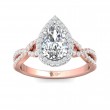 FlyerFit® 14K Pink Gold Shank And White Gold Top Split Shank Engagement Ring