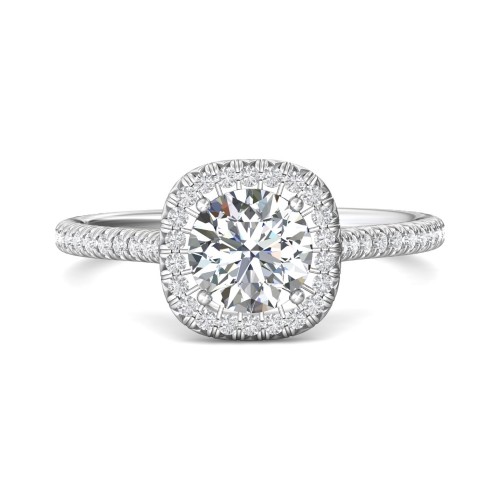 FlyerFit&reg; 14K White Gold Micropave Halo Engagement Ring