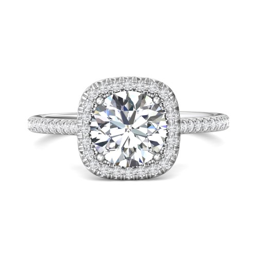 FlyerFit&reg; 18K White Gold Micropave Halo Engagement Ring