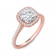 FlyerFit® 14K Pink Gold Micropave Halo Engagement Ring
