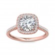 FlyerFit® 18K Pink Gold Micropave Halo Engagement Ring