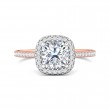 FlyerFit® 14K Pink Gold Shank And White Gold Top Micropave Halo Engagement Ring