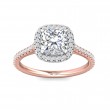 FlyerFit® 14K Pink Gold Shank And White Gold Top Micropave Halo Engagement Ring
