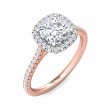 FlyerFit® 14K Pink Gold Shank And White Gold Top Micropave Halo Engagement Ring