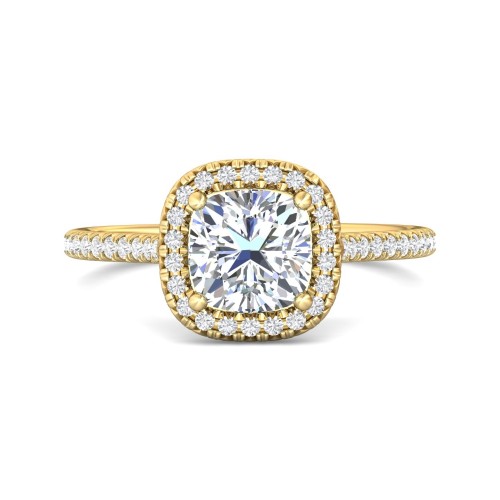 FlyerFit&reg; 14K Yellow Gold Micropave Halo Engagement Ring