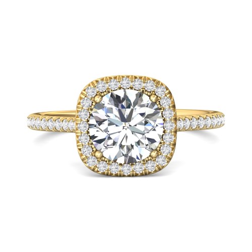 FlyerFit&reg; 18K Yellow Gold Micropave Halo Engagement Ring
