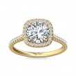 FlyerFit® 14K Yellow Gold Micropave Halo Engagement Ring