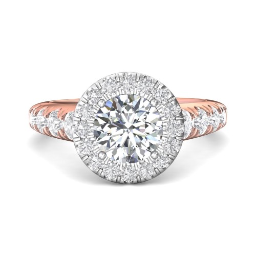 FlyerFit&reg; 18K Pink Gold Shank And White Gold Top Encore Engagement Ring