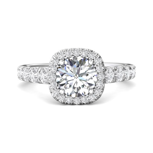 FlyerFit&reg; 18K White Gold Micropave Halo Engagement Ring