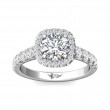 FlyerFit® 18K White Gold Micropave Halo Engagement Ring