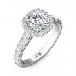 FlyerFit® 18K White Gold Micropave Halo Engagement Ring