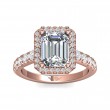 FlyerFit® 18K Pink Gold Micropave Halo Engagement Ring