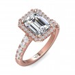 FlyerFit® 18K Pink Gold Micropave Halo Engagement Ring