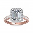 FlyerFit® 14K Pink Gold Shank And White Gold Top Micropave Halo Engagement Ring