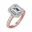 FlyerFit® 14K Pink Gold Shank And White Gold Top Micropave Halo Engagement Ring