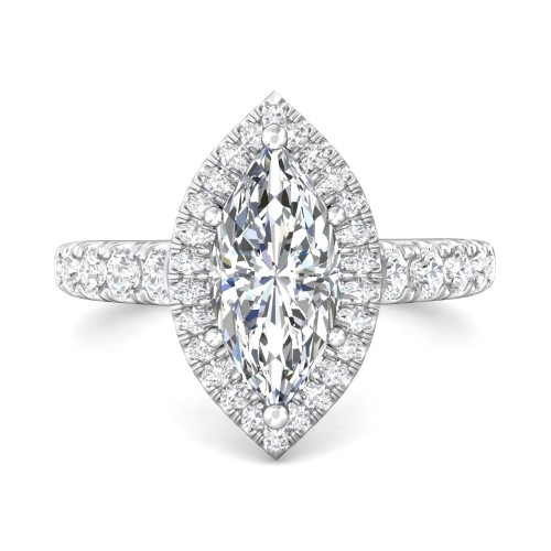 FlyerFit&reg; Platinum Micropave Halo Engagement Ring