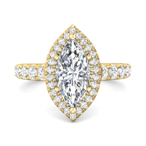 FlyerFit&reg; 18K Yellow Gold Micropave Halo Engagement Ring