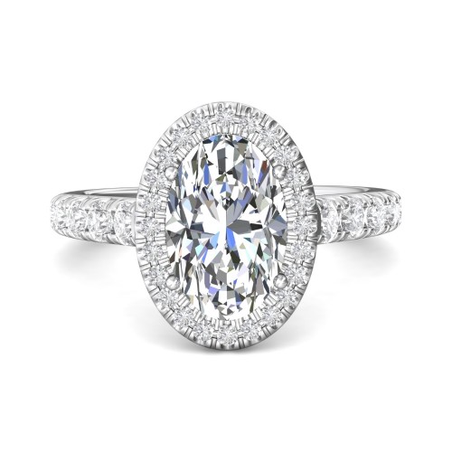 FlyerFit&reg; Platinum Micropave Halo Engagement Ring
