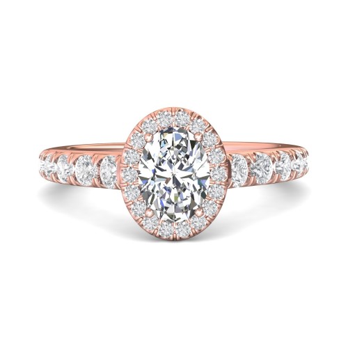 FlyerFit&reg; 18K Pink Gold Micropave Halo Engagement Ring