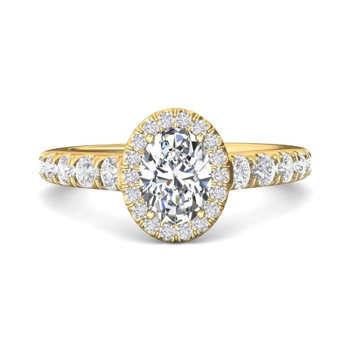 FlyerFit&reg; 18K Yellow Gold Micropave Halo Engagement Ring