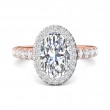 FlyerFit® 18K Pink Gold Shank And White Gold Top Micropave Halo Engagement Ring