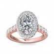 FlyerFit® 18K Pink Gold Shank And White Gold Top Micropave Halo Engagement Ring
