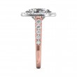 FlyerFit® 18K Pink Gold Shank And White Gold Top Micropave Halo Engagement Ring