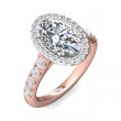 FlyerFit® 18K Pink Gold Shank And White Gold Top Micropave Halo Engagement Ring