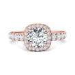FlyerFit® 14K Pink Gold Micropave Halo Engagement Ring