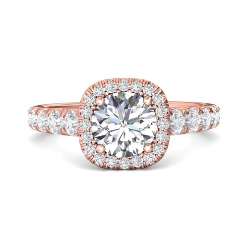 FlyerFit&reg; 14K Pink Gold Micropave Halo Engagement Ring