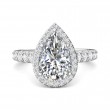 FlyerFit® 18K White Gold Micropave Halo Engagement Ring
