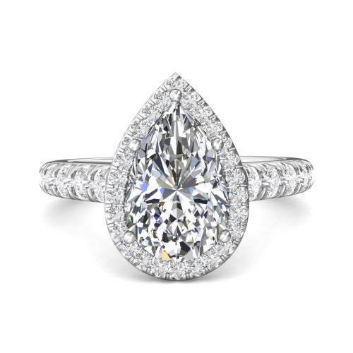 FlyerFit&reg; 18K White Gold Micropave Halo Engagement Ring