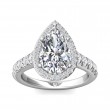 FlyerFit® 18K White Gold Micropave Halo Engagement Ring