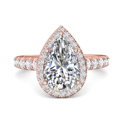 FlyerFit&reg; 14K Pink Gold Micropave Halo Engagement Ring