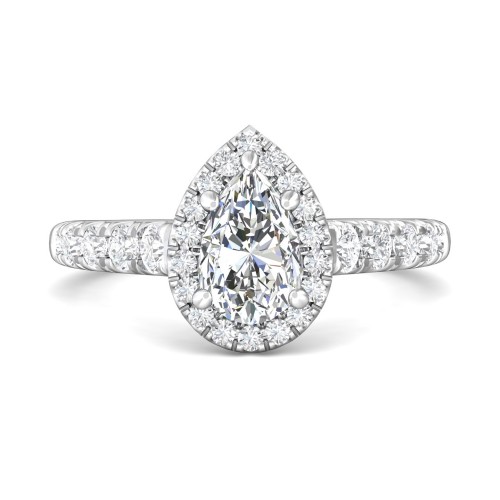 FlyerFit&reg; 14K White Gold Micropave Halo Engagement Ring