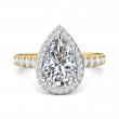 FlyerFit® 18K Yellow Gold Shank And White Gold Top Micropave Halo Engagement Ring