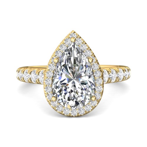 FlyerFit&reg; 18K Yellow Gold Micropave Halo Engagement Ring